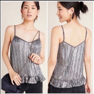 NEW Anthropologie Silver/Gray Beaded Cami Tank Top 2